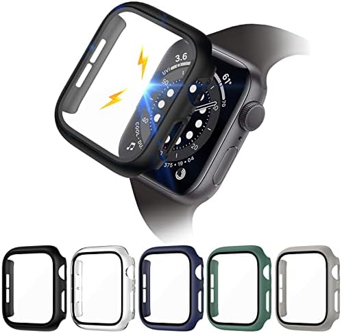 Васг 5-Пакет Компатибилен со Apple Watch Case 44mm, Вграден HD Јасен Ултра-Тенок Заштитник На Екранот Капак Хард Компјутер Случај Компатибилен со Apple Watch Серија 4/5/ 6/SE