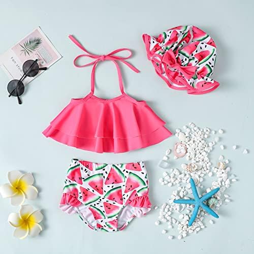 Бебе девојче лето костим за капење со капачиња за деца, бикини, поставува облека за капење на новороденчиња за капење на плажа.