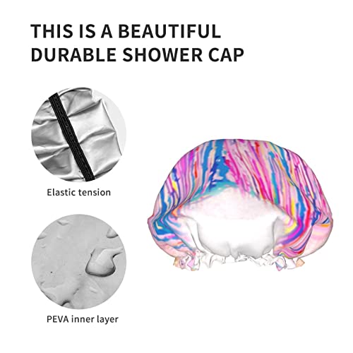 Womenените што можат да се користат затегнати капа за коса од полите, розова сирена опашка во акварел со двојни слоеви водоотпорна