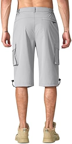 Номинирајте пешачење за мажи Каприс шорцеви 3/4 долги карго шорцеви Обични работни шорцеви со мулти џебови за кампување за риболов за голф