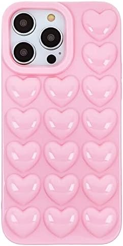 Dmaos iPhone 14 Pro Max Случај За Жени, 3d Поп Меур Срце Каваи Гел Покритие, Симпатична Девојка за iPhone14 Pro Max 6.7 инчен-Бебе Розова