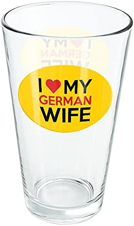 Ја Сакам мојата германска Сопруга 16 оз Пинта Стакло, Калено Стакло, Печатени Дизајн &засилувач; Совршен Подарок Вентилатор | Одлично
