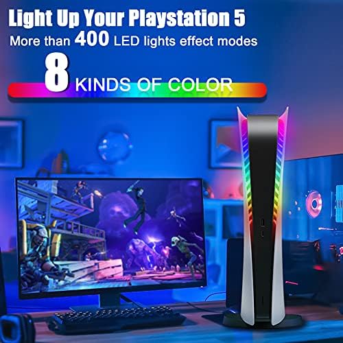 Sikemay RGB LED Лента Комплет ЗА PS5 Конзола, Игра Звук/Музика Синхронизација Боја Менување, 8 Бои 400 Светла Ефекти Со Контрола НА