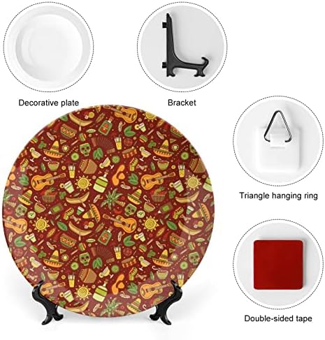 Мексико уметност коска Кина Декоративна чинија тркалезни керамички плочи занает со приказ за домашна канцеларија wallидна вечера