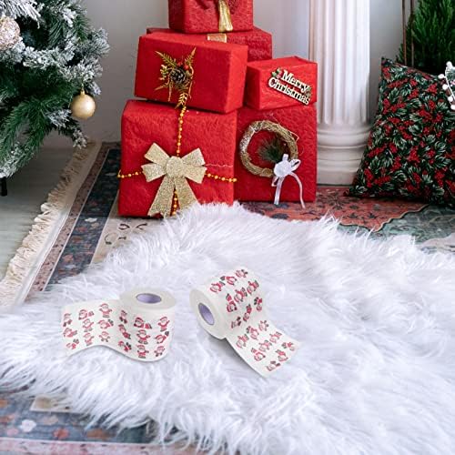 Подароци за куќи за кабилок 4 ролни Божиќни тоалетни документи Декоративни Божиќни печатење салфетки крпи лице ткива Дедо Мраз за празничка забава