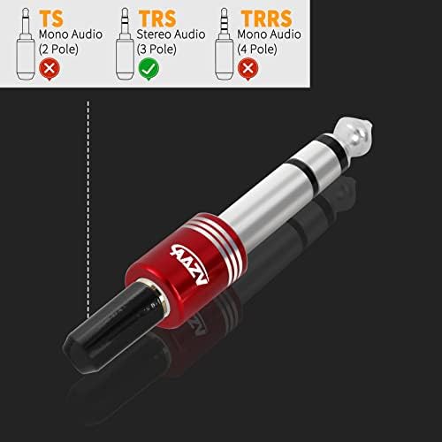 AAZV 6,35мм 1/4 машки до 3,5 mm 1/8 женски стерео слушалки Адаптер за аудио приклучок за адаптер за Aux, засилувач за гитара, слушалки,