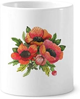 Цвеќиња растителни сликарство за пченка за заби, држач за пенкало за керамички штанд -молив чаша