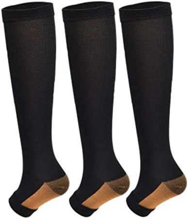 3pairs Отворени пети за компресија чорапи за мажи за жени кои поддржуваат порибување