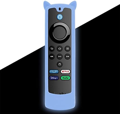 Замена на 2 -ри покритие на Alexa Voice Lite за ТВ стап 2021 Цело -нова контрола, сино силиконски заштитен заштитник сјај во темна - лефксмофија