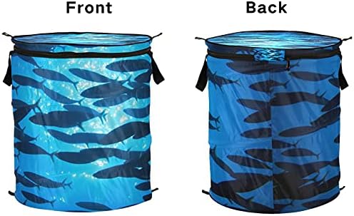 Риба подводна Поп -поп -алишта за перење со патент за патент за патент, корпа за перење, со рачки што може да се сруши за складирање на корпи за облека за домашно камп?