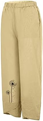 Обични памучни памучни лекови од памук од памук од гуфесф лето лабава панталони со џебови палецо панталони
