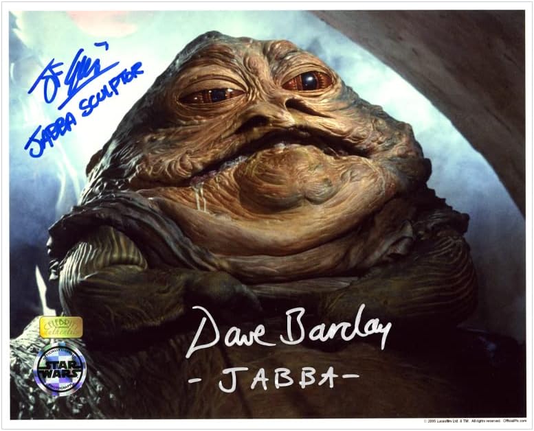 Дејвид Баркли и Johnон Копингер автограмираа 8x10 Jabba Hutt Photo w/insc