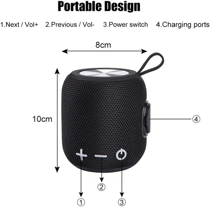 Bluetooth звучник водоотпорен безжичен звучник на отворено стерео бас USB радио преносен за домашна забава