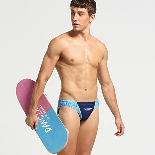 Крафи за пливање за пливање за мажи, летно писмо печатено крпеница со низок пораст бикини стебла на плажа под долна облека за пливање