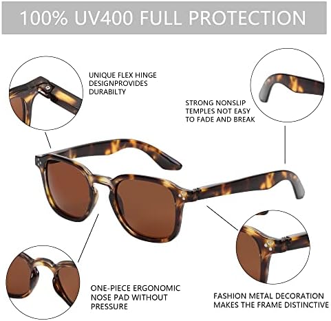Зенотични Ретро Поларизирани Очила За Сонце За Мажи Жени-Класични Квадратни Гроздобер Нијанси Ув Заштита Очила За Сонце Трендовски