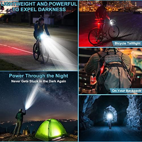 Велосипедско светло USB -полнење, 4000 луменски велосипедски светла пред и назад, светла LED Bike Blight и Taillight со функција на електрична