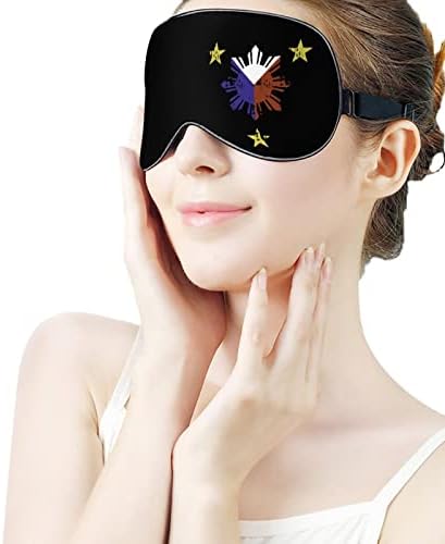 Филипинско знаме starвезда маска за спиење со прилагодлива лента меко око затемнување за затемнување за следење за патување за одмор