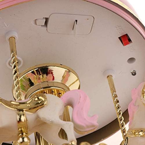 Xjjzs розова музичка кутија - пластична рингишпил музичка кутија 3 коњски рингишпил механичка музичка кутија декорација