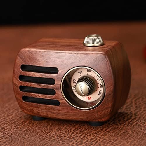 LMMDDP преносни дрвени мини радија ретро радио звучник Aux кабел игра десктоп гроздобер плеер