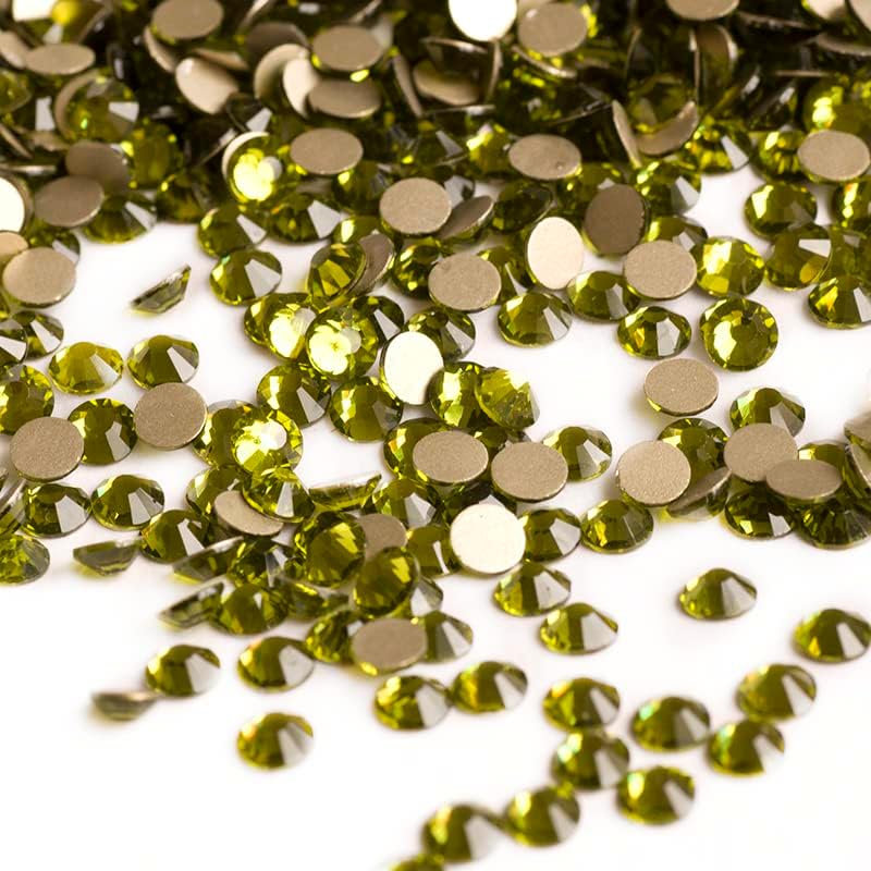 SS3 1440PCS Оливин Зелен Rhinestone за уметност на ноктите рамен грб не -лепак за стакло од кристално стакло за занаетчиска