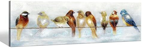 Двојни дрвја птици сликарство wallидна уметност платно: голема разнобојна дневна соба животински уметнички дела модерно спална соба апстрактна диви животни хоризо?