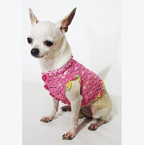 Пинк кучиња кардиган со облека со бисери 18F рачно изработена капчиња
