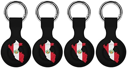 Перу Знаме Мапа Печатени Силиконски Случај За Воздушни Ознаки Со Приврзок За Клучеви Заштитен Капак Пронаоѓач На Воздушни Ознаки Држач