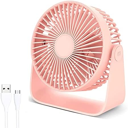 QZJLHH Mini Fan Protable Desktop Fan 360 ° Rotation, 3 Speents Settings USB за полнење тивка работа за дома, студентски дом, канцеларија