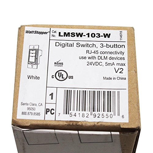 Wattstopper Lmsw103W Дигитален Прекинувач, 3-Копче, Инфрацрвена, Бела