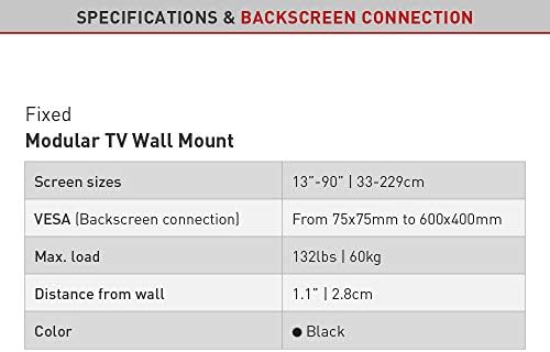 Баркан Тв Ѕид Монтирање, 13-90 инчен Фиксен Рамен/Закривен Екран Заграда, Држи до 132 фунти, Авто Заклучување Патентиран, Проширување