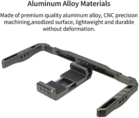 Andycine Универзален телефонски кафез алуминиум мобилен телефон со двојна рака стабилизатор со ладно монтирање на чевли за видео снимање компатибилен