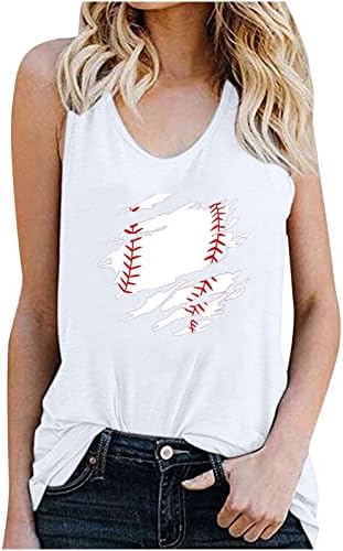 Hoxine жени бејзбол резервоар врвни летни усни печати бејзбол резервоари за бејзбол слатки тренинзи без ракави без ракави лабава шема