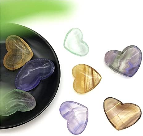 ZYM116 1PC Природно убав флуорит во форма на срцева чинија кристал занаетчиски занаетчиски камени фигурини домашни декор кварц