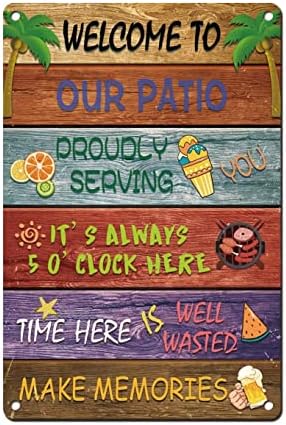 Добредојдовте на нашиот знак за внатрешен двор, знаци на задниот двор за домашен wallид декор Патио фарма куќа домашна забава за отворено
