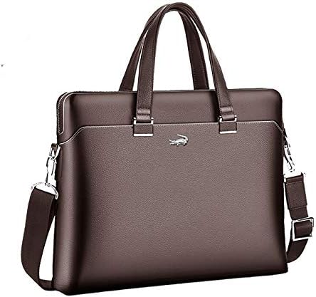 Торба за рамо за чанти за машка торба за кожа на кожен месинџер, 15,6 инчи лаптоп чанта за деловни сакели компјутер