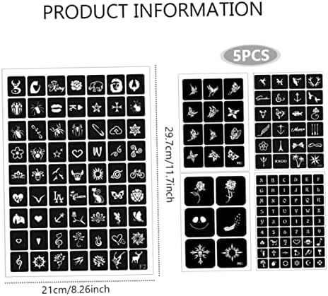 5 парчиња А4 Привремени Тетоважи Матрици, Девојчиња И Момчиња Сјајни Шаблони За Комплет За Тетоважи За Лице Матрици За Боја На Лице Налепници За Матрици За Уметност