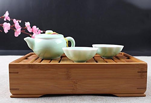 Резервоар за резервоарот Hoobar тип бамбус чај ​​- табела за чај од кунгфу сервирање со послужавник со складирање на вода за чај од кунгфу