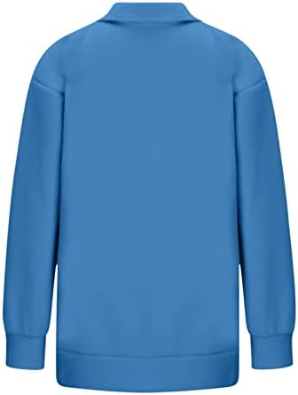 Kuaileya 3/4 поштенски пуловер женски преголеми дуксери за жени половина поштенски пуловер со долги ракави џемпери четвртина патенти