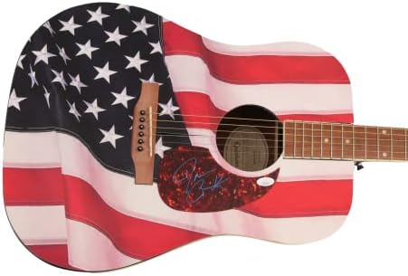 Дариус Ракер потпиша автограм со целосна големина Една од еден вид обичај 1/1 Американско знаме Гибсон Епифон Акустична гитара w/ Jamesејмс