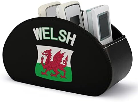 Велшкото знаме PU кожа далечински управувач на држачот за складирање на десктоп кутија со 5 оддели