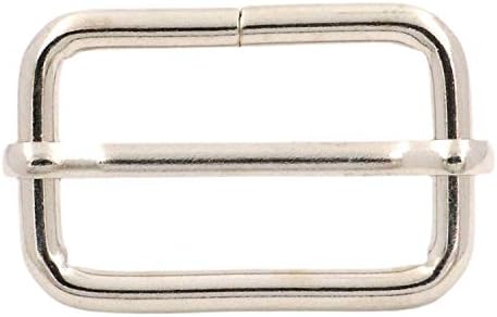 Метална сребро 1,3 ”x 0,8” внатре во должина на правоаголник тока со лизга што може да се лизна лента за додатоци за чанти со торби за