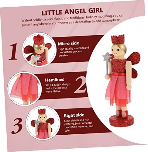 Нолитој 24 парчиња оревчери Ангел Пара Меса де е новогодишни фигури самовила фигурини кои стојат оревчекер кукла орев ангел дрвени кукли