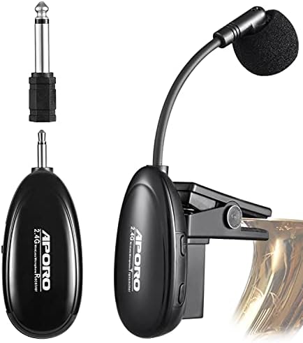 2,4G безжичен саксофонски микрофон клип на музички инструменти микрофон, безжичен приемник и предавател, за саксофон и повеќе