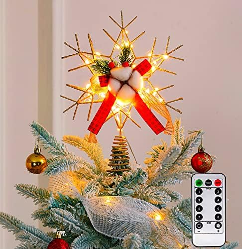 Божиќна Елка Топер Ѕвезда ЛЕД Светла Ѕвезда Дрво Батерија Управувана Божиќни Украси Божиќен Декор