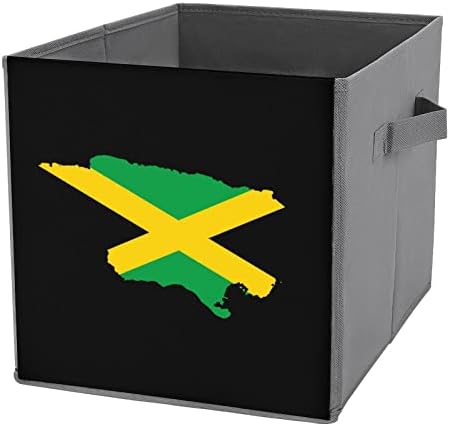 Јамајка Знаме Мапа Склопувачки Канти За Складирање Основи Преклопување Ткаенина Коцки За Складирање Организатор Кутии Со Рачки