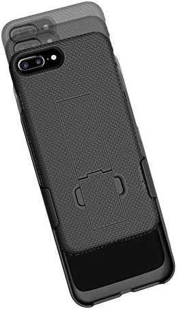 Beltron iPhone 7/8 Plus Holder Case, Ultra Slim Protective Shell Grip Case & Swivel Belt Clip Holster Combo со вграден удар - црно