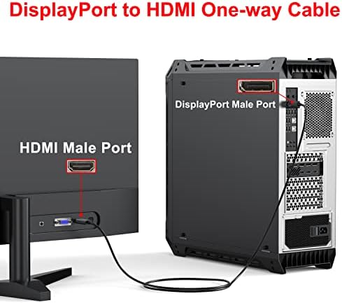 CLAVOOP DisplayPort ДО HDMI Кабел 6FT, Порта За Прикажување НА HDMI Кабел Машки До Машки Еднонасочен DP До HDMI Кабел Позлатен Компатибилен