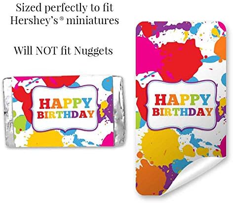 Спатер уметност и сликарство роденденска забава мини чоколади бонбони бар налепници за деца, 45 1,4 x 2,6 завиткани околу етикетите од амандаксија,