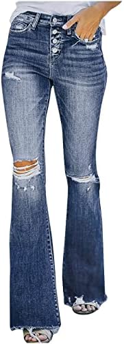 Cејдим женски фармерки панталони модни цврсти чизми исечени панталони со целосна должина девојка опуштена права тексас на панталони за нозе