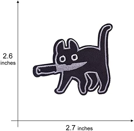 Kloriz 3 парчиња црна мачка со нож лепенка хорор везено железо на шиење на закрпи на ткаенина значка за анализи